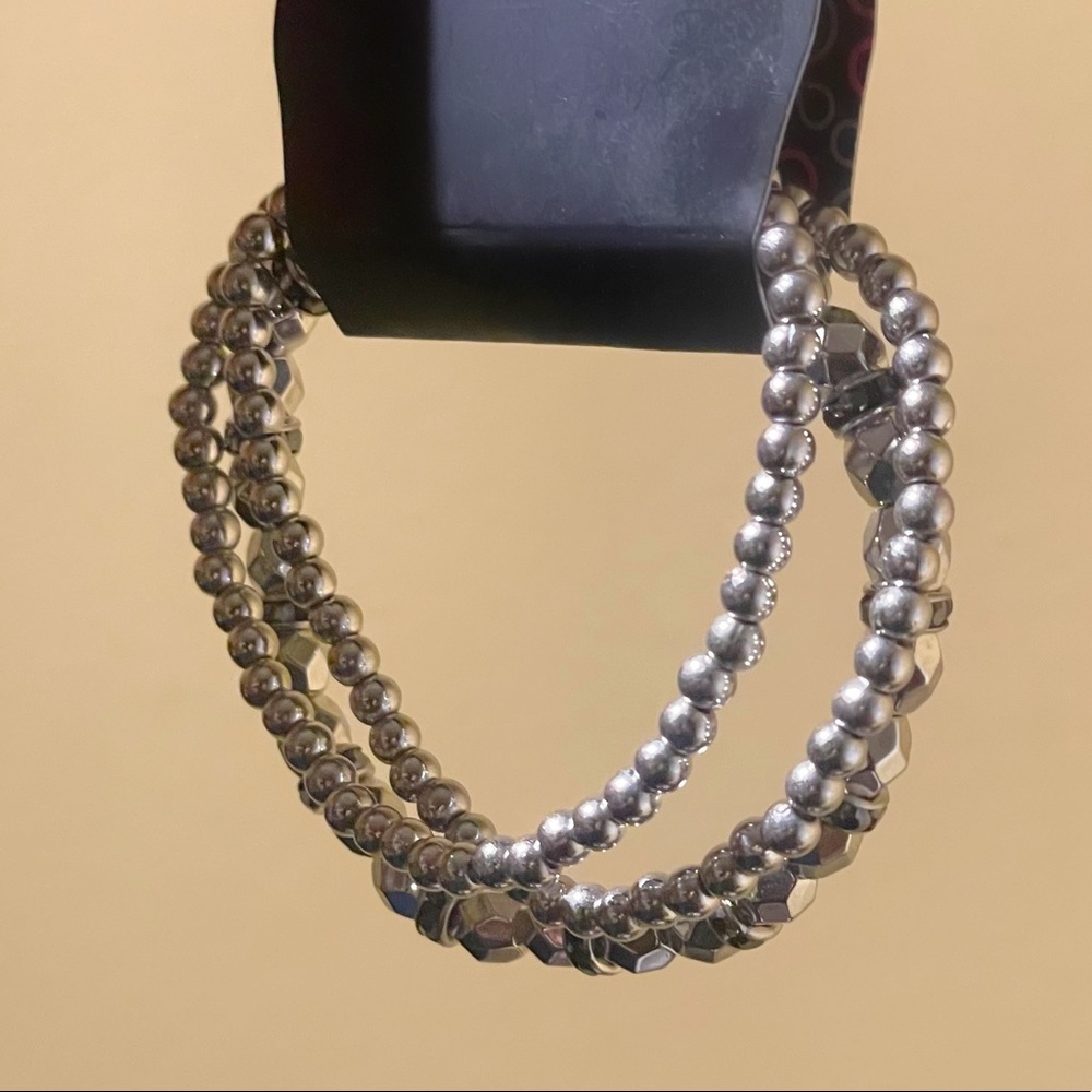 3 STRAND SILVER BEAD BRACELETS